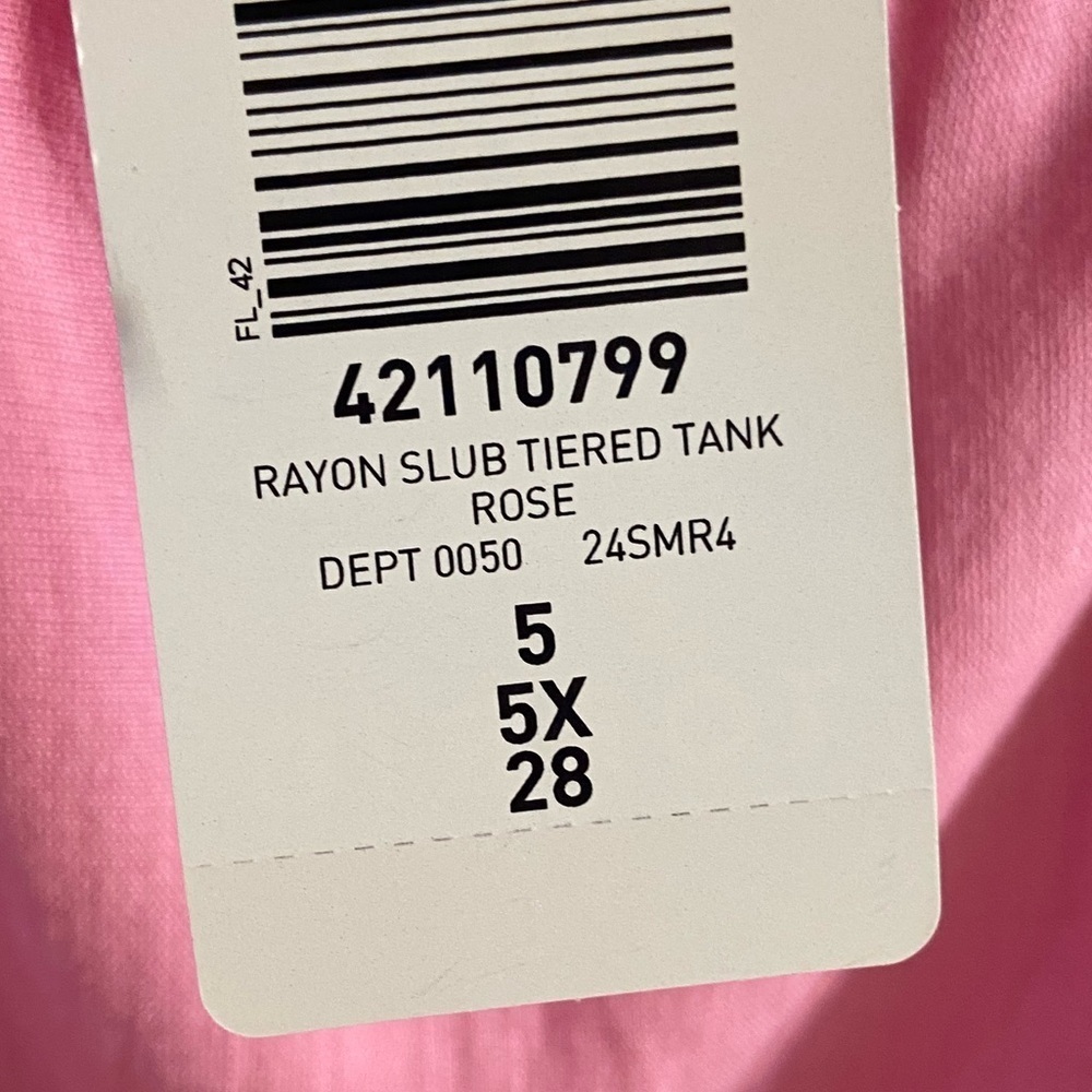 Torrid rayon slub tiered tank top rose pink 5X NWT - Picture 5 of 6